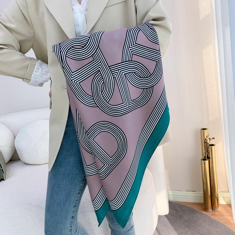 Print Satin Silk Square Scarf Hijab Women Bandana 90Cm Headscarves Neckerchief Ladies Muffler Shawl Wrap Foulard Headband