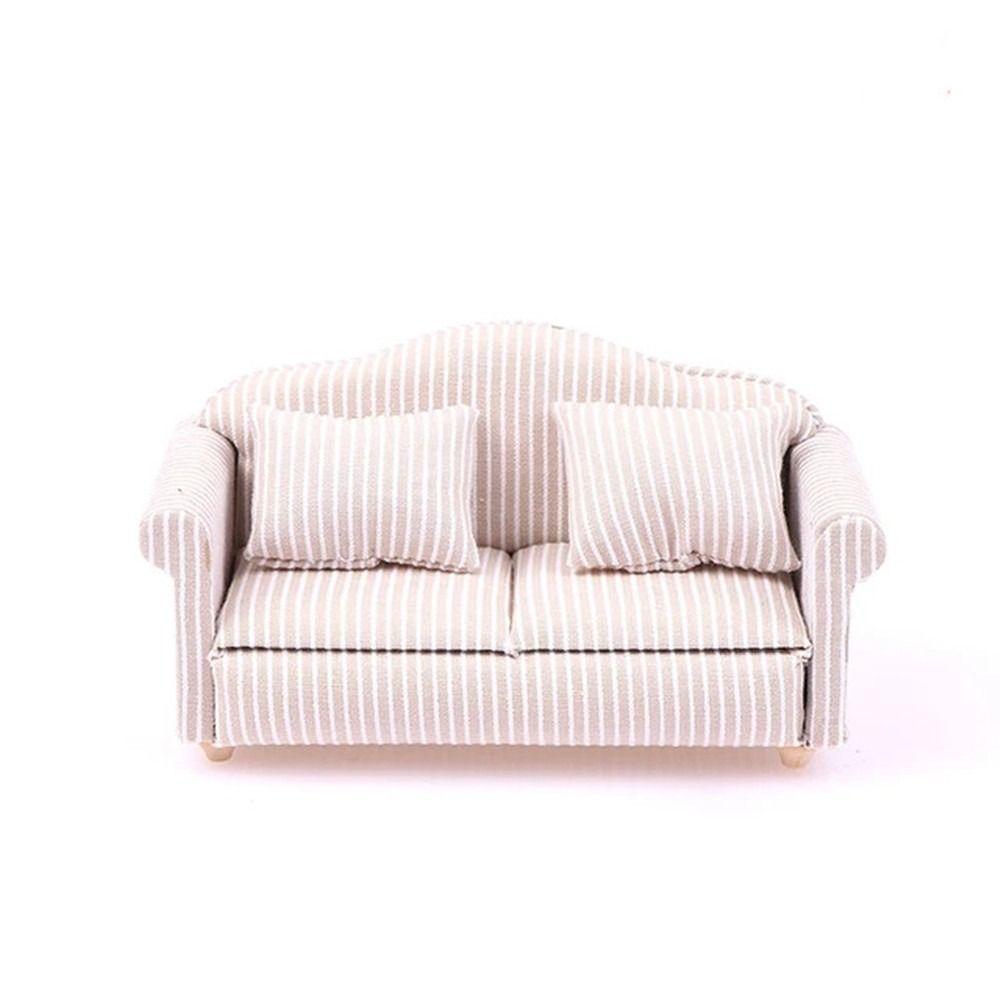 Simulation Dollhouse Sofa Striped Mini Sofa Girls Gift Miniature Sofa  Children Toy