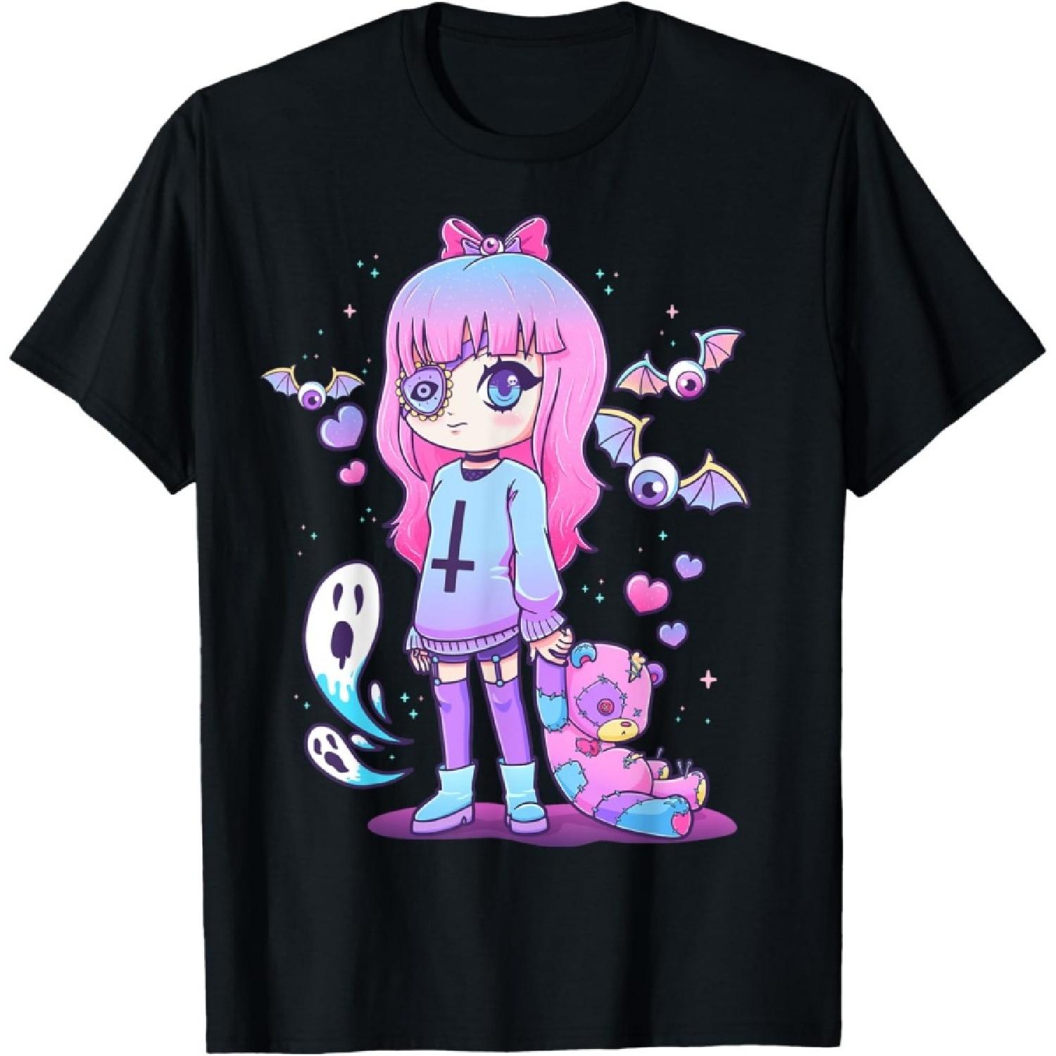 

Pastel Goth Creepy Girl Teddy Bear Kawaii Emo Cute Nu Goth T-Shirt(1) XXXXXL чорний