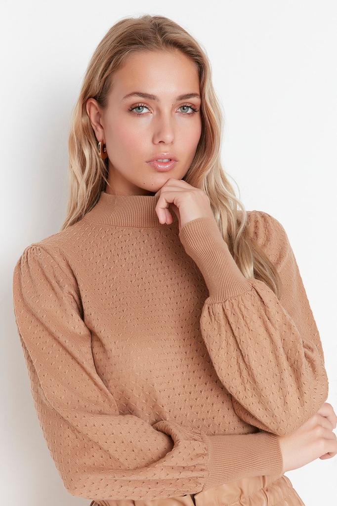 Women's Elegance Style Sweater Black High Collar Knitwear Sweater