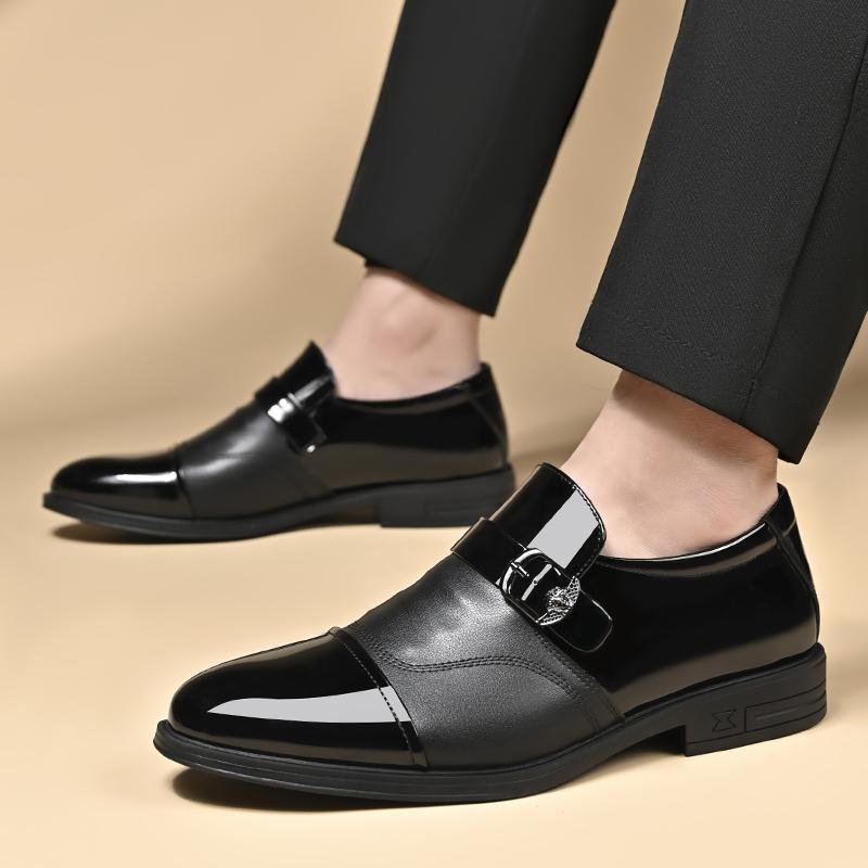 Casual Men'S Leather Shoes British And Gentlemanly Styles Fashion Party Daily Work Adult Business Shoes Black And White