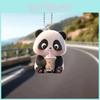 Cute Vintage Acrylic Panda Hanging Ornament Perfect Car Decoration And Keychain