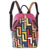 Mochila de couro feminina retrô vento, emenda de couro de vaca colorida, mochila versátil para lazer e viagem, grande capacidade