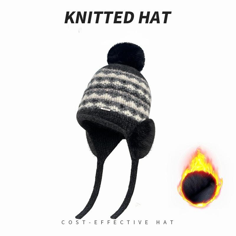 Winter Velvet Thickened Outdoor Warm Cold Ear Protection Knitted Hat Children