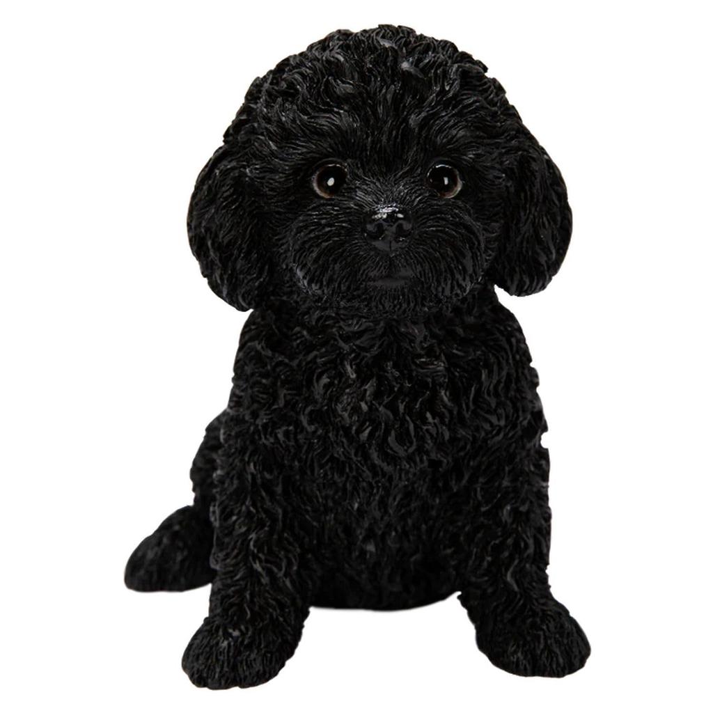 Ubia Sitting Toy Poodle Black 13 x 9 x cm Doll Figure Ornament Animal Garden Decoration Realistic Cute Dog 13.5 H24126-3