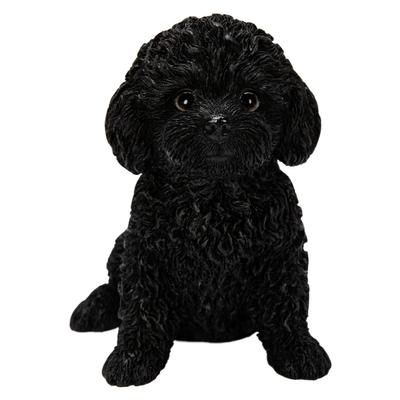 Ubia Sitzender Toypudel Schwarz 13 x 9 x cm Puppenfigur Ornament Tier Gartendekoration Realistisch Süßer Hund 13.5 H24126-3