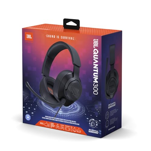 JBL QUANTUM 300 Gaming Headset/Headphones/3.5MM Connection/USB Type-A Connection/Compatible with PS5, PS4, Switch/Black/JBLQUANTUM300BLK