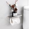 Punch-Free Stainless Steel Toilet Paper Holder with Mobile Phone Shelf