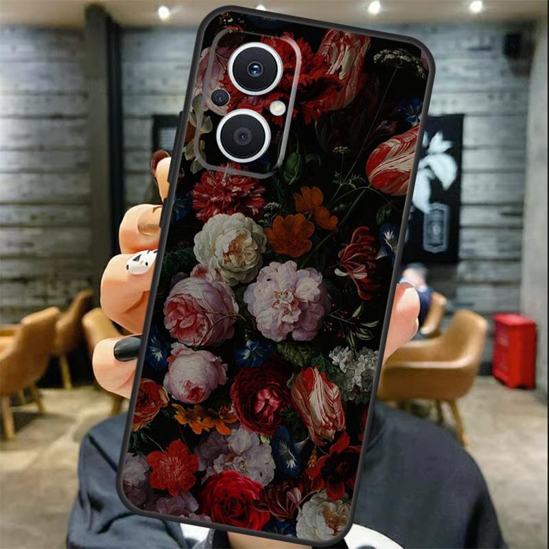 Půlnoční květinový kryt Pro OPPO Reno 13 13F 12 F 11 8T 7 8 10 Pro OPPO Find X8 X6 Pro X3 X5 Lite Kryt Coque