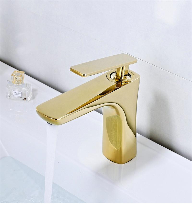 Brushed Gold Bathroom Faucet Antique Basin Faucet Water Basin Mixer Tap Hot & Cold Brass Lavotory Faucet Sink Water Crane Mixer