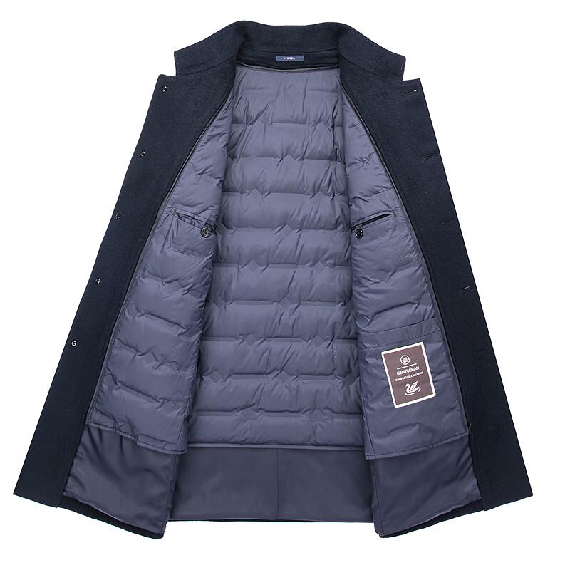 FAPAI Men's Business Stand Collar Wool & Cashmere Blend Overcoat