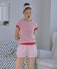 JUNEJUNE SPACE Slim Cut-Out Lace Top_Pink