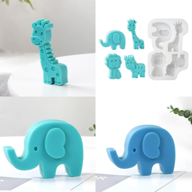 Safe Silicone Animal Mould Silicone Animal Cake Molds 4 Cavity DIY Baking Molds for Cute Dessert Chocolate and Ice