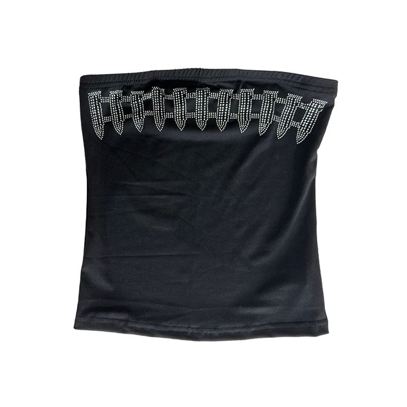 Kkx European and American Style Gyaru Sexy Punk Three-Dimensional Stick-on Crystals Print Slim Fit Inner Wear Short Tube Top Super Short Shorts Set