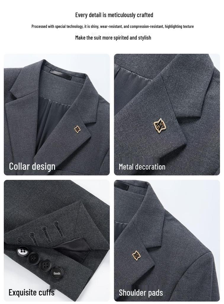 Men's Anti-Wrinkle Slim Fit Business Suit: High-End Formal Wear for Weddings and Engagements.
