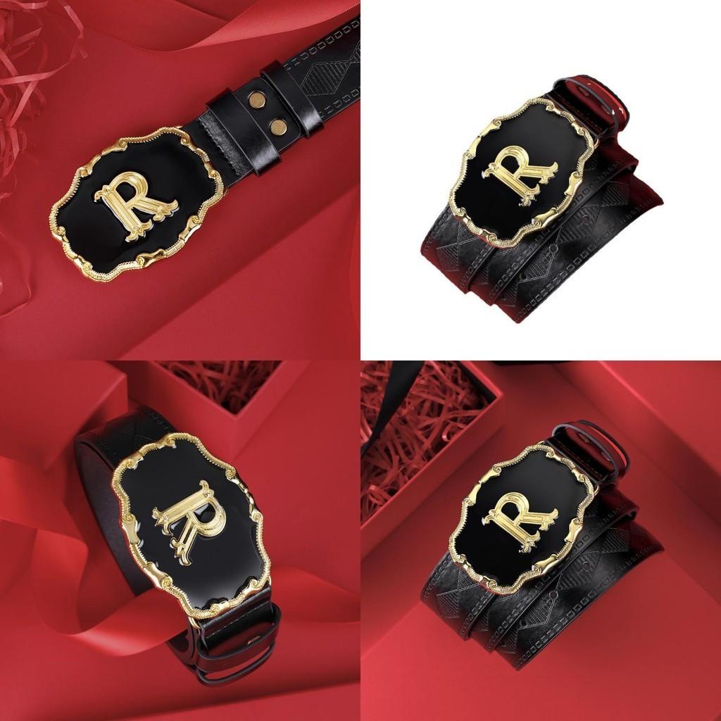 Minimalist Men's Letter R Business Belt Trendy New Style All-match Men's Leather Belt Automatic Buckle Waist Seal In Stock
