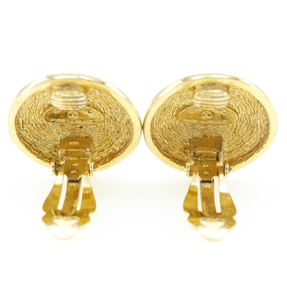 Chanel COCO Mark Earring Matelasse Vintage Plated Gold 18.1g Women Used