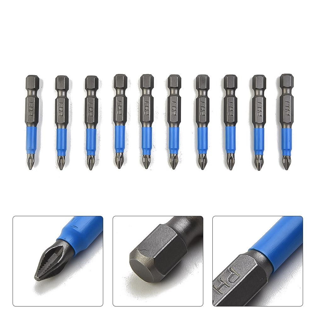 Magnetic Screwdriver Bits Single Head PH1/PH2/PH3/PZ1/PZ2/PZ3 Alloy Steel 10pcs
