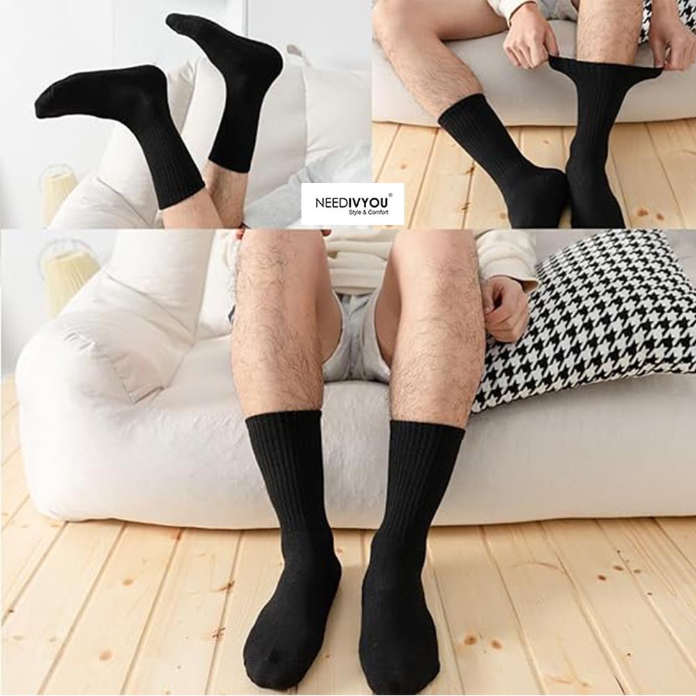 Mens Sports Socks 6 Pairs Black Cotton Comfort Everyday Football Socks Active Running EU Size 35-46