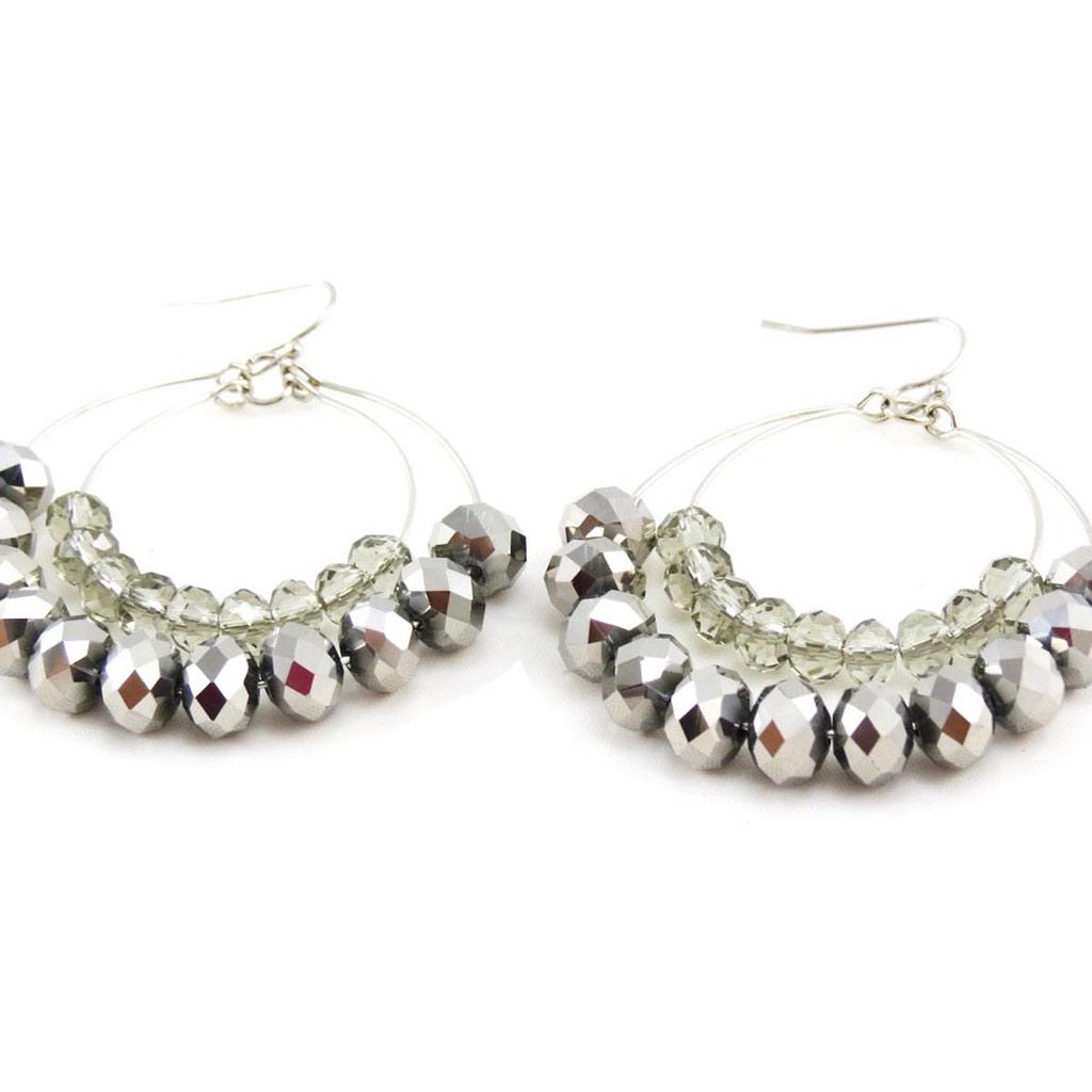 Les Trésors De Lily [J3593] - Gray 'Mineralia' Designer Earrings