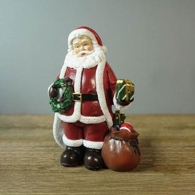 Mini Santa Claus Figurines Holding Gifts Small Resin Sculpture for Indoor Outdoor Christmas Decorations Home Decor