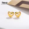 Higu E1942 S925 Silver Seashell Heart Stud Earrings - Elegant, Fashionable, Light Luxury Jewelry for Women