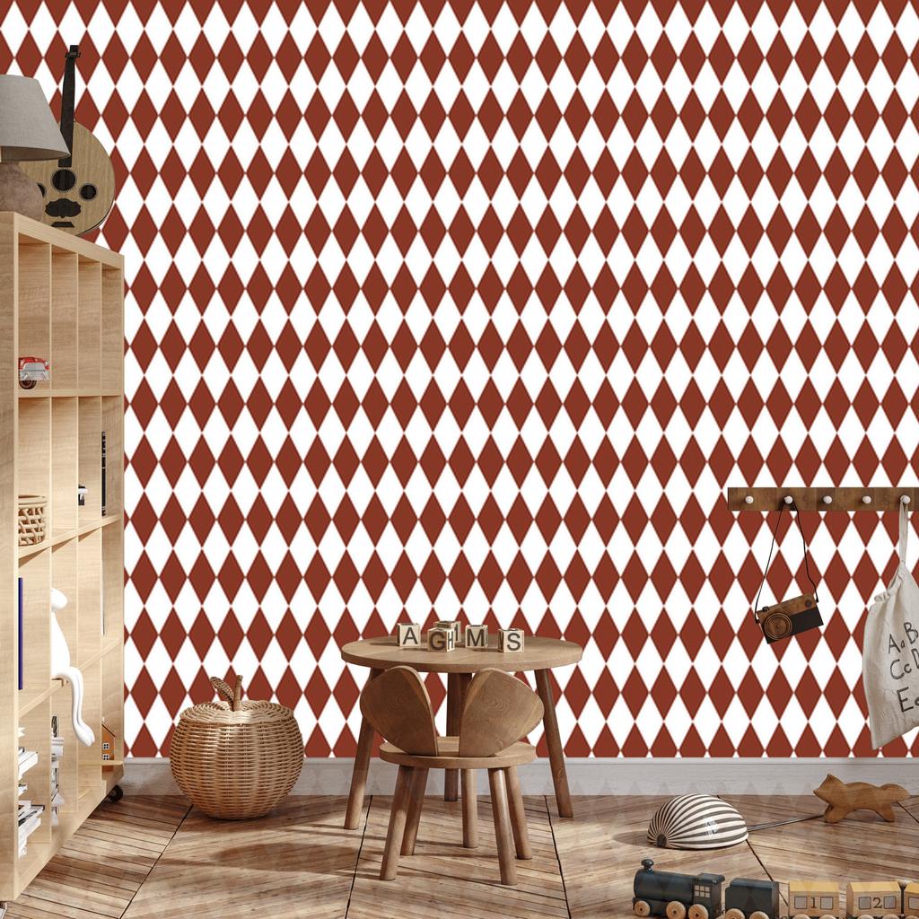 Harlequin Diamonds Wallpaper Red and White for Living Room and Bedroom 50x1000