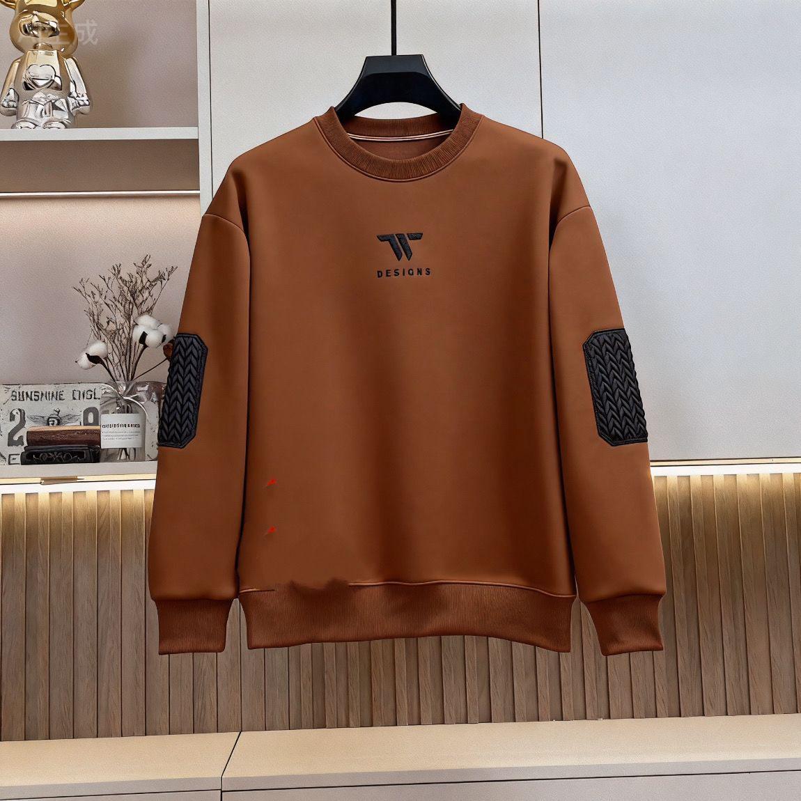Men s Plus Velvet Round Neck Long Sleeve Autumn/Winter Sweatshirt - Casual, Warm, and Stylish. 5XL