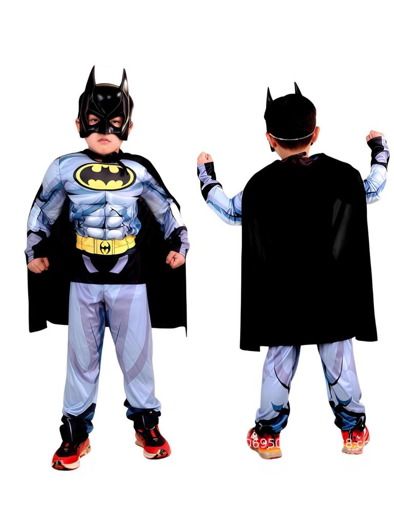 Kids' Black Batman Muscle Costume for Halloween Cosplay