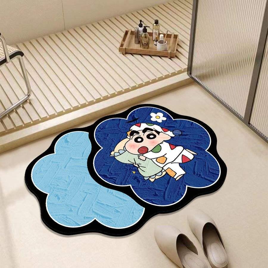 Crayon Shin-chan Quick-Dry Bathroom Diatomite Floor Mat - Non-Slip Absorbent Foot Pad