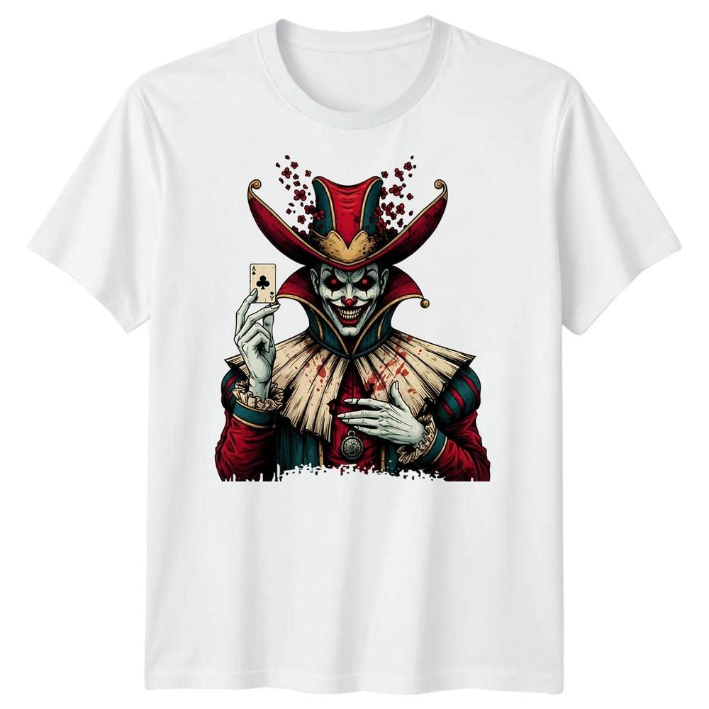 Jester Dark Clown Horror Unisexs Tshirt Ace Clubs Card