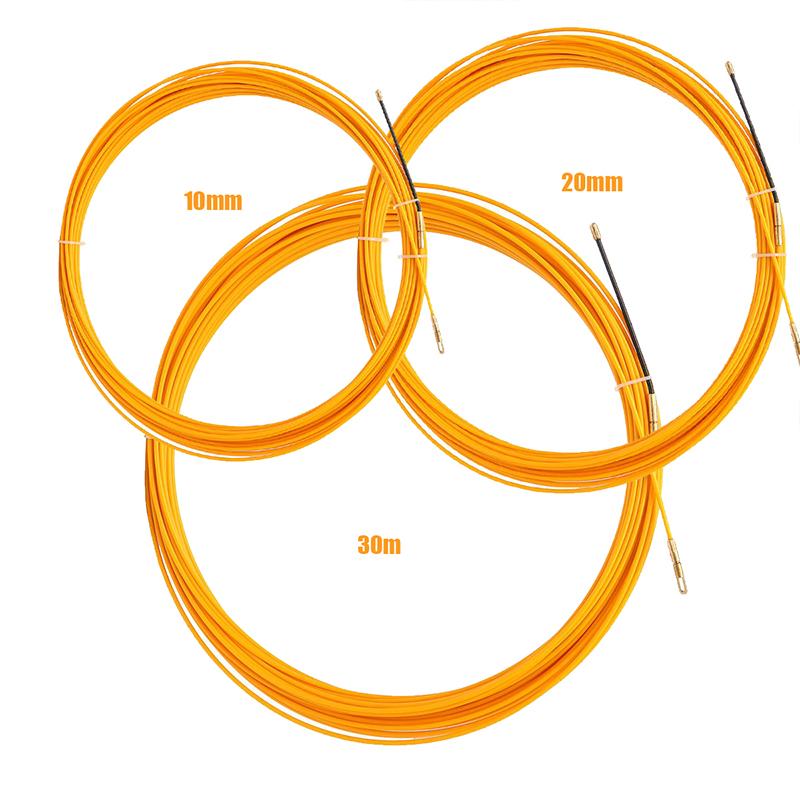 3mm Fiberglass Cable Puller Wall Wire Conduit Fish Tape Yellow Cable Cable guide Electrician Pushing Tape 5M/10M/20M/30M/50M