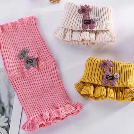 Neck Warmer Cartoon Giraffe Ruffle Knitted Windproof High Elasticity Keep Warm Ultra Soft Kids Fake Collar Neck Scarf for Winter