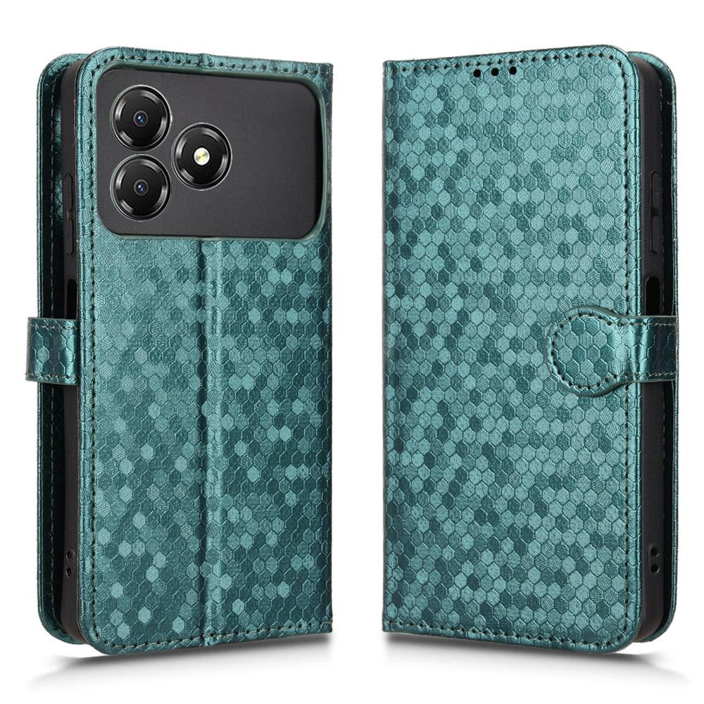 For ZTE Blade A36 Wallet Case Dot Pattern Imprint PU Leather Phone Cover with Wrist Strap