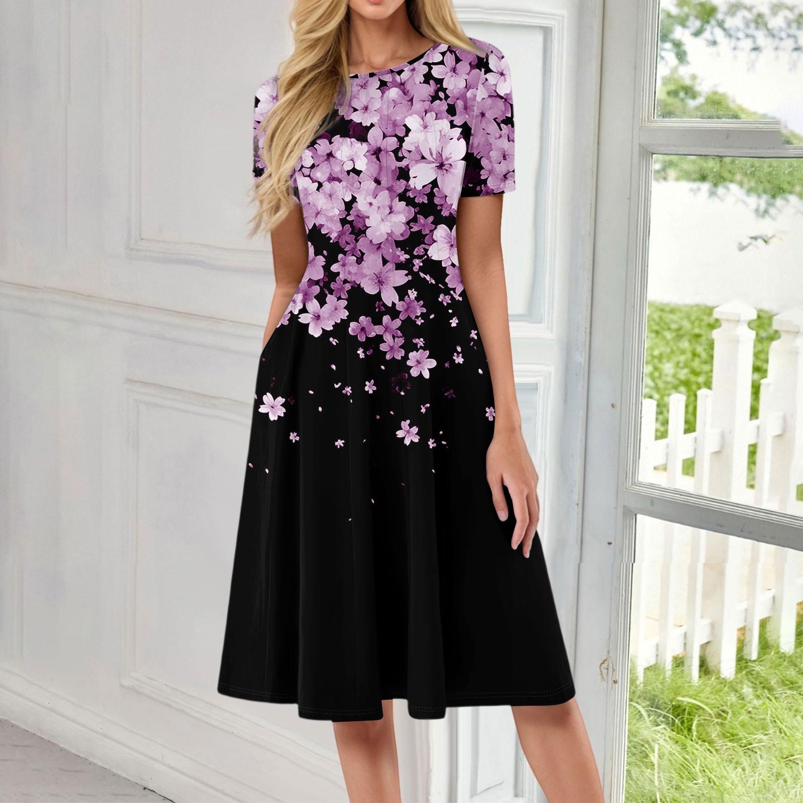 

Женский повседневный сарафан, летнее пляжное платье в стиле бохо, цветочные блузки для женщин, свободные платья с круглым вырезом XXL