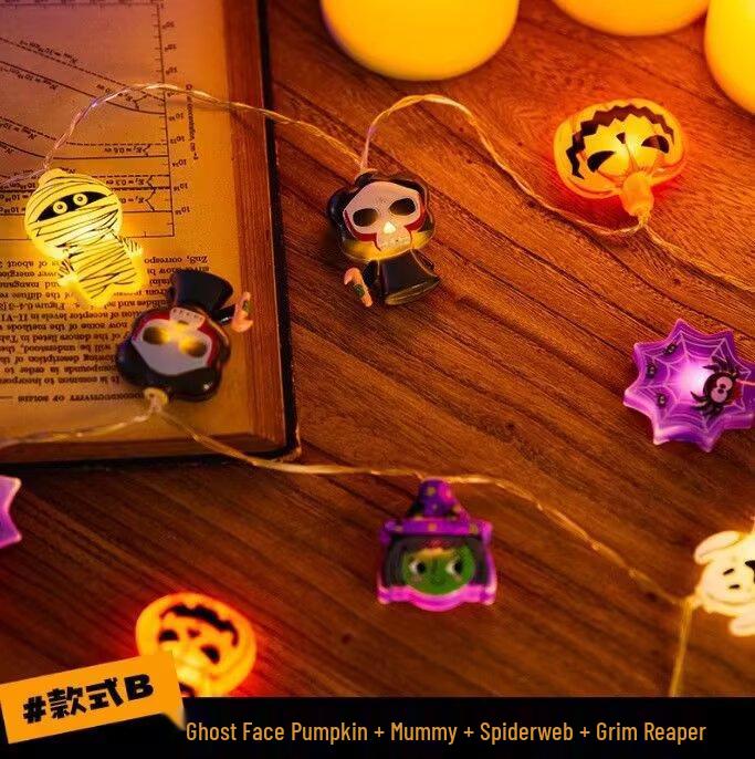 Colorful Halloween Pumpkin Bat Ghost String Lights for Spooky Decor