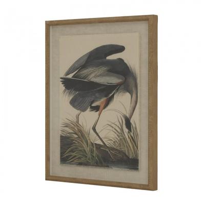Flora & Fauna Collection Heron Beaded Linen Framed Wall Art