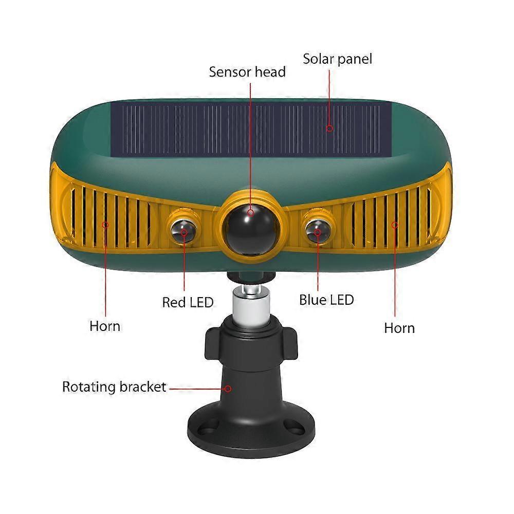 N911Y Outdoor Sound and Light Alarm Solar Powered High Frequency Ultrasonic Animal Repellent
