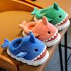 Kids' Cute Cartoon Shark Slippers - Cozy Cotton for Boys & Girls, Thick-Soled for Autumn & Winter Indoor Comfort