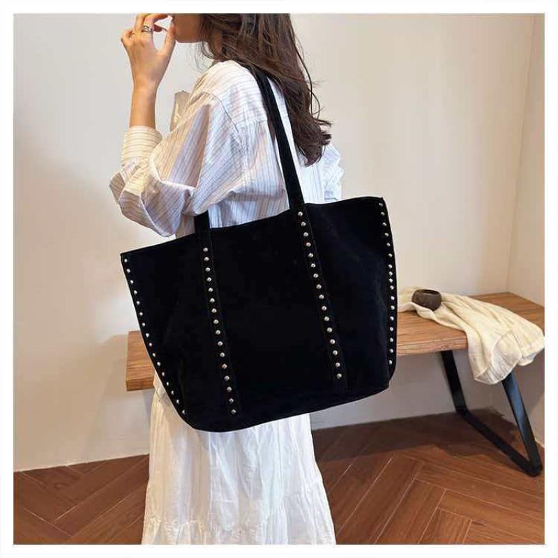 Винтажная Высококачественная Бархатная Сумка из Оленьей Кожи Женская Универсальная Одноплечевая Подмышечная Дорожная Портативная Сумка-Тоут 34x13x34 чёрный