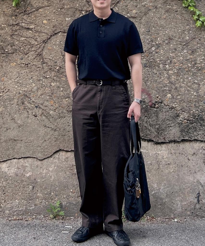 HERVINO Comfort Button Muscle Fit Collared Short Sleeve Knit [Navy]