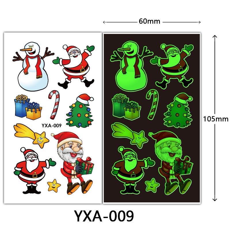 Christmas Luminous Tattoo Sticker Glowing Waterproof Sweat Cute Cartoon Holiday Party Temporary Sticker