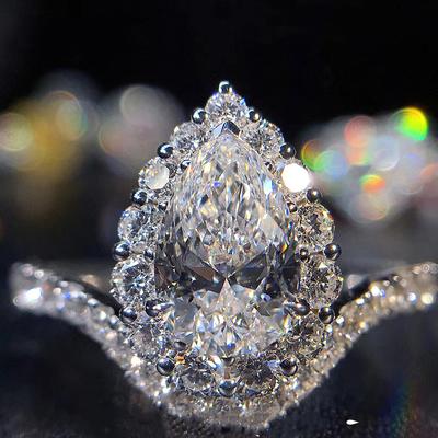 Nouveaux magnifiques accessoires de mariage pour mariée, bagues avec grosse goutte d'eau en zircone cubique, bague d'anniversaire, bijoux tendance pour femmes