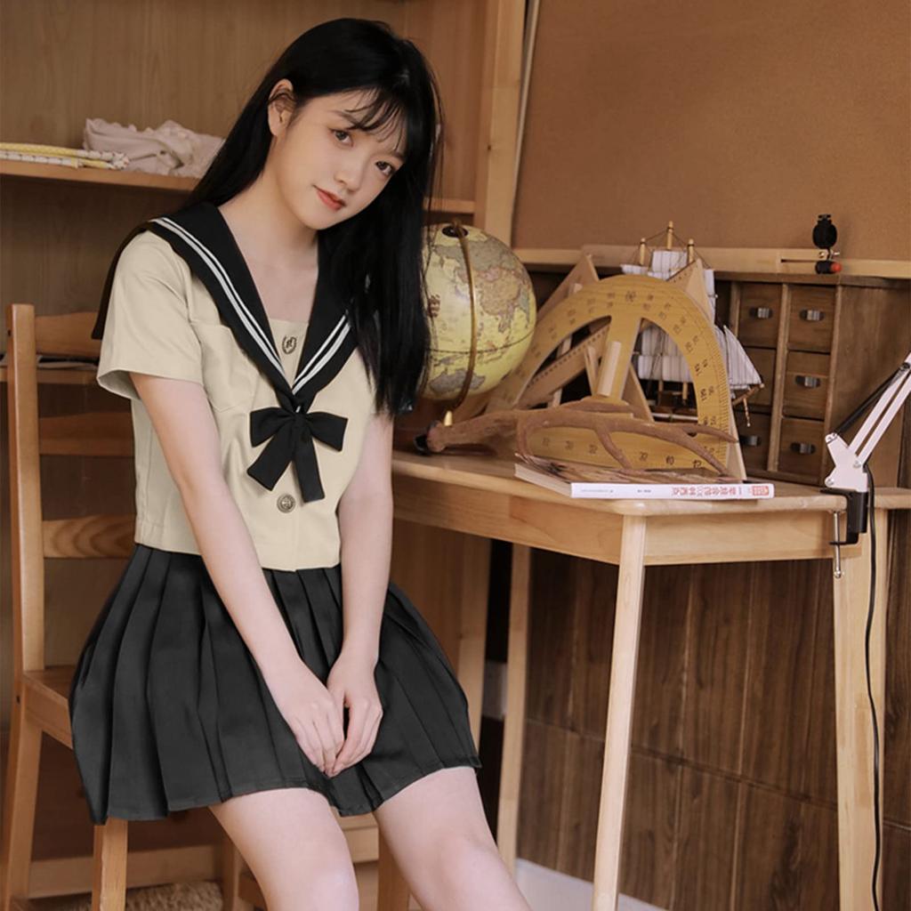 Sailor Authentic High School Two Long Sleeves and Short Sailor Bow JK School Pleated Bow Class Kansai School British High School Junior High School