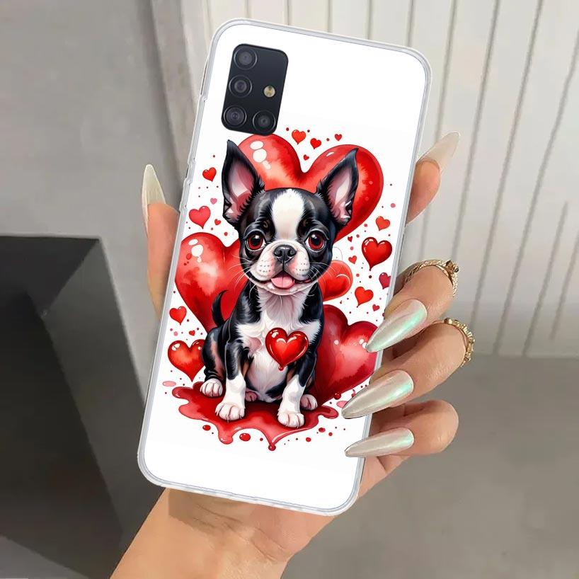 Lovely Puppy Heart Dogs Phone Case for Samsung Galaxy A52 A32 A22 A12 A02S A50S A30S A10S Note 20 Ultra 10 Plus S10 A31 A20 A71
