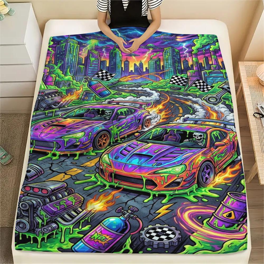 Manta de Franela Estampada para Vehículos de Transporte de Ácidos, Alta Calidad, Cómoda para Todas las Estaciones, Decoración del Hogar, Calidez y Comodidad, Perfecta para Regalos de Navidad