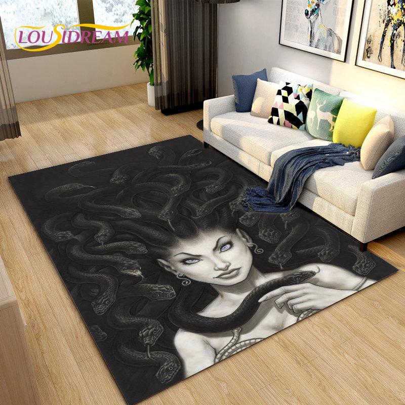 3D Medusa Snake Gorgon Area Rug Large,Carpet Rug for Living Room Bedroom Sofa Doormat Decoration,kids Play Non-slip Floor Mat