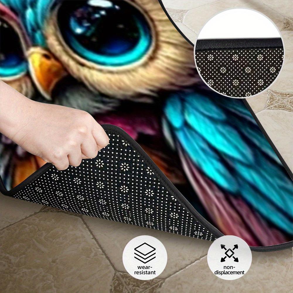Set Of 4 Car Floor Mats Showcasing A Vibrant Owl Art Design, Suitable For Trucks And Hatchbacks, Offering Easy Cleaning Advantag