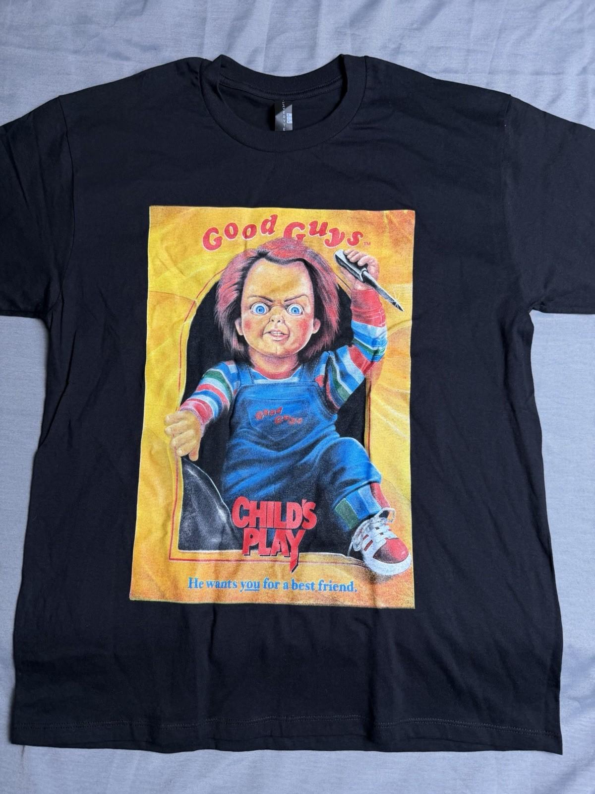 New Horror Chucky Childs Play Shirt Size L. Graphic Tee, Good Guys. S