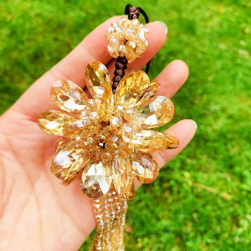 Kryształowa Peonia Pływająca Ozdoba Wysokiej Klasy Kreatywna Ręcznie Tkana Wnętrze Samochodu Zawieszka do Samochodu